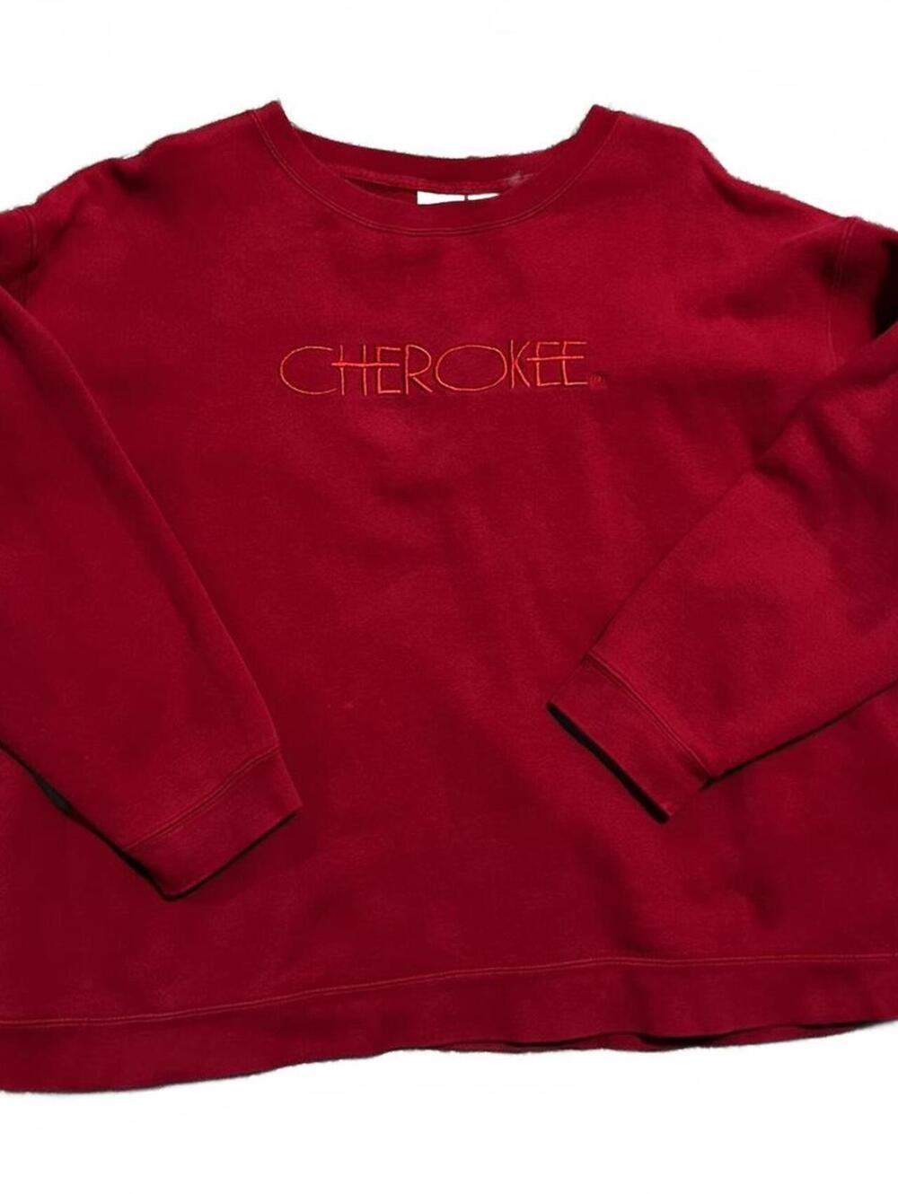 Vintage 90s Cherokee Red Embroidered Cotton Crewneck Size L